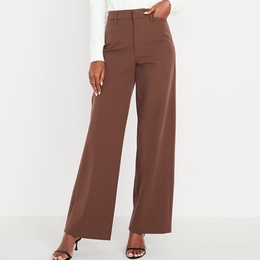 Old Navy Pixie Super Wide Leg Pants Women 14 Tall Brown New With Tags